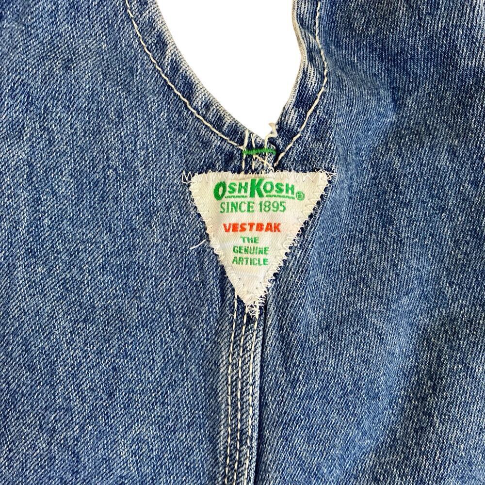 Oshkosh Mens Sz 38 Vintage Denim Carpenter Bib Overalls Vestback Med Wash - Picture 8 of 16